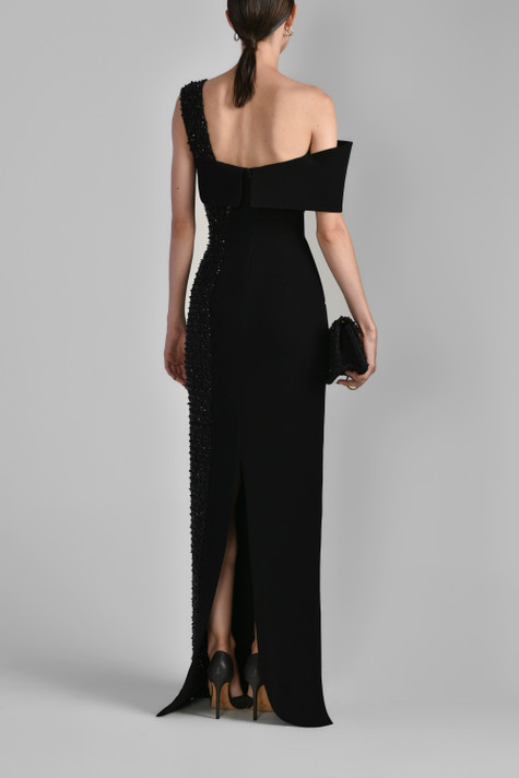 Asymmetrical Canton Crepe Gown