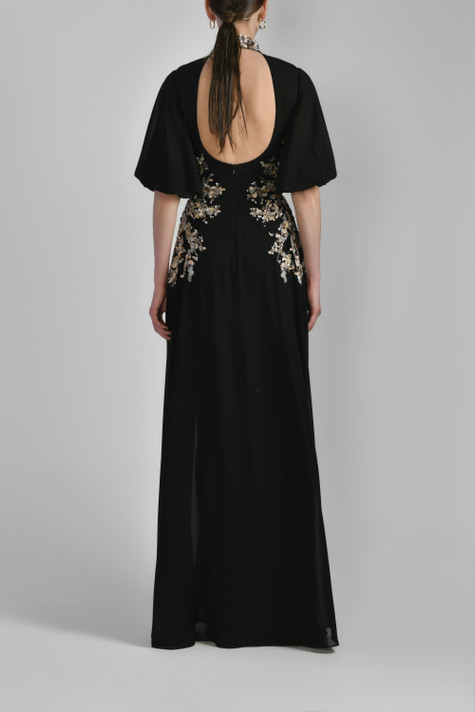 Crepe Georgette Beaded Gown