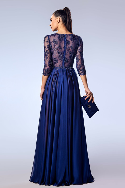 Embroidered Lace and Mousseline Gown