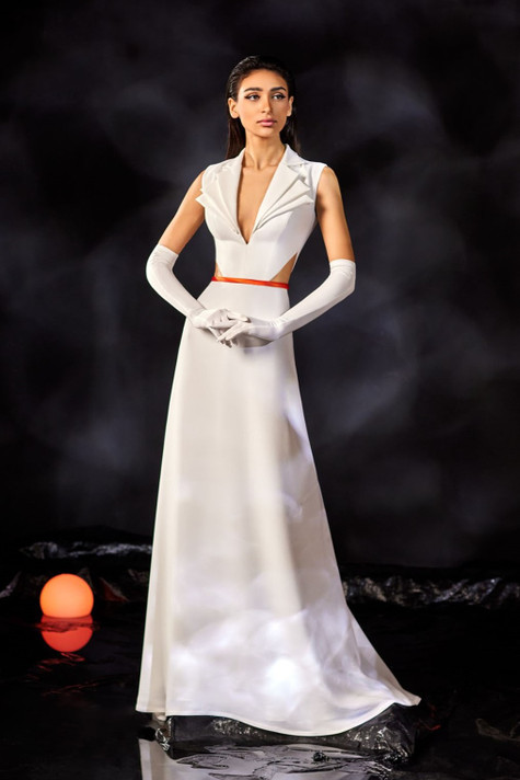 Crepe Multi Collared Gown