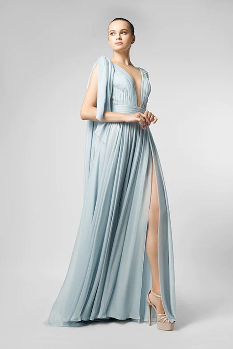 Pleated Draped Gown