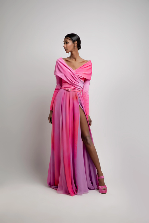 Shoulder Wrap Long Sleeve Gown