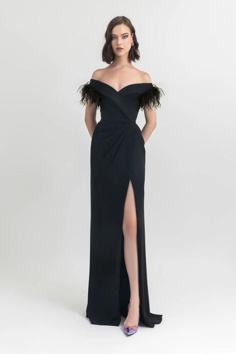 Off the Shoulder Slim-Cut Gown