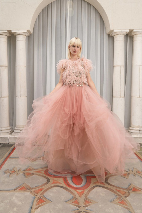 Ostrich Feather Beaded Top, Capelet and Tulle Skirt