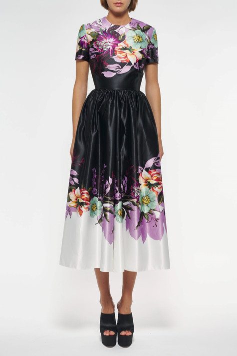 Printed Duchesse Midi Dress