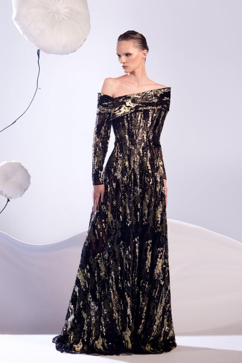 Paillettes Lace Gown