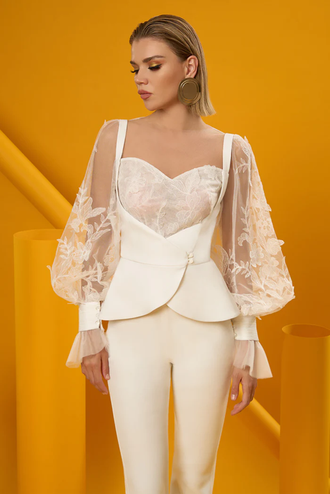 Lumière Blouse with Contemporary Waistcoat and Pants