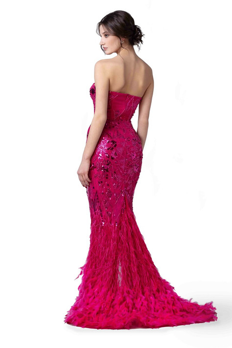 Strapless Feather Gown