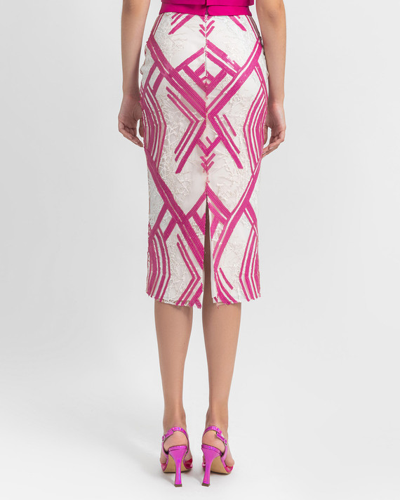 Strapless-Floral Sequin Pencil-Cut Midi Dress