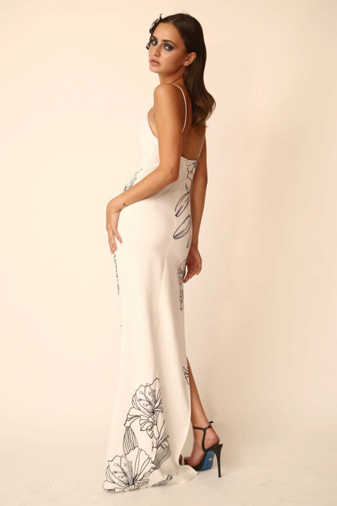 Sleeveless Thin-Strap Gown