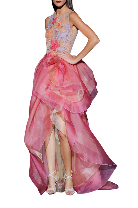 Dress with Side Cape and Open Skirt