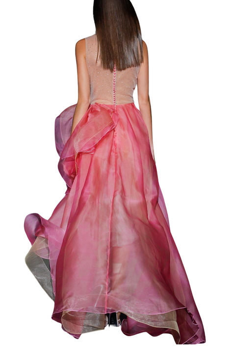 Dress with Side Cape and Open Skirt