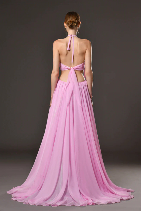 Sleeveless Crystal Flower Gown