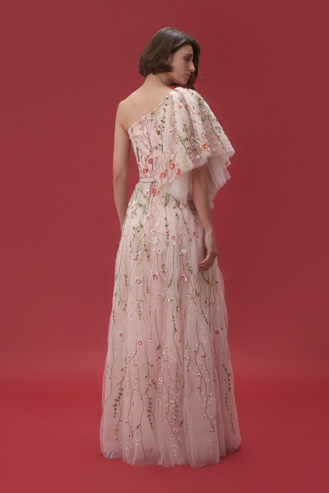 Embroidered Floral Lace Gown