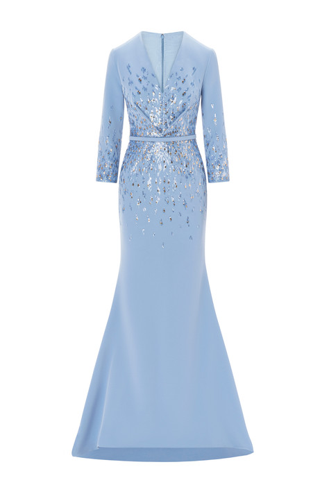 Embellished Mermaid Crepe Gown