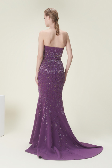 Asymmetrical Strapless Mermaid Gown