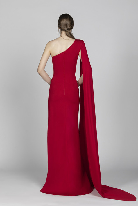 Crepe Marocain One Shoulder Gown