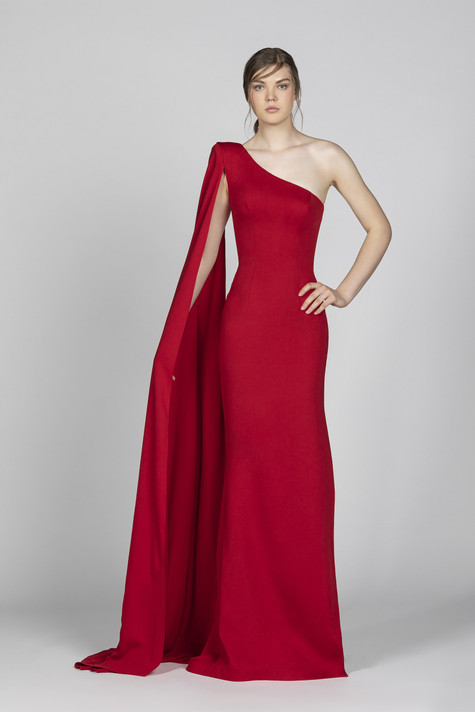 Crepe Marocain One Shoulder Gown