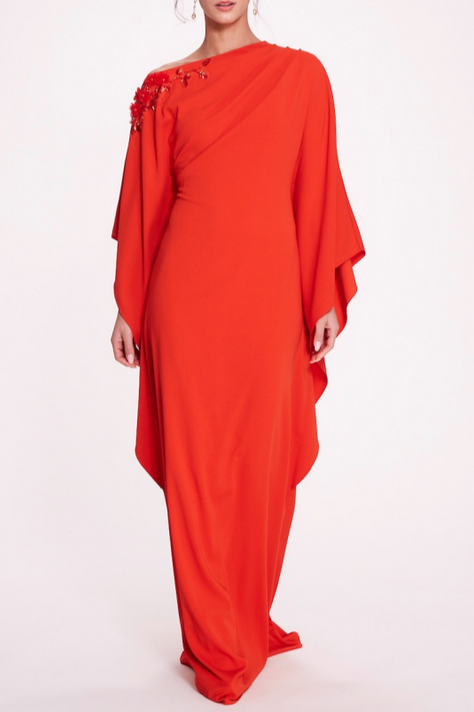 Open-Shoulder Long Sleeve Gown