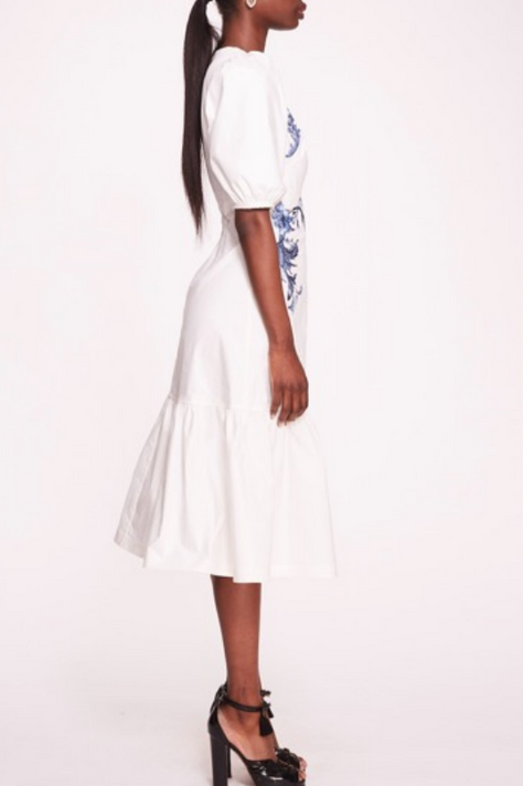 Short-Sleeve A-line Midi Dress