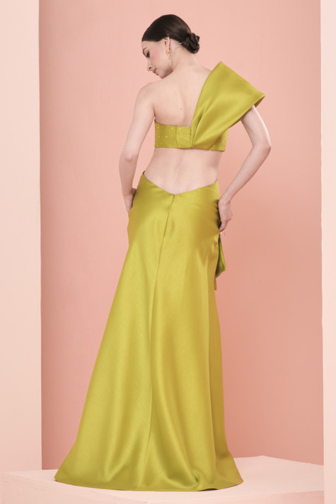 One Shoulder Silk Gazar Gown