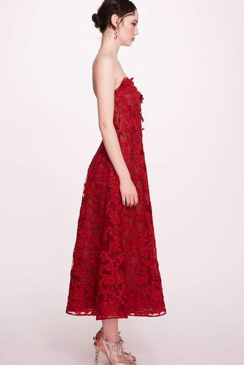 Strapless Corded Lace Dress