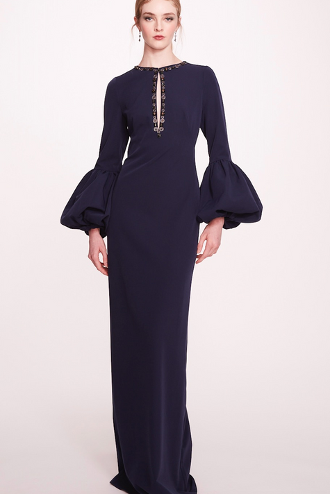 Long-Sleeve Crepe Dress