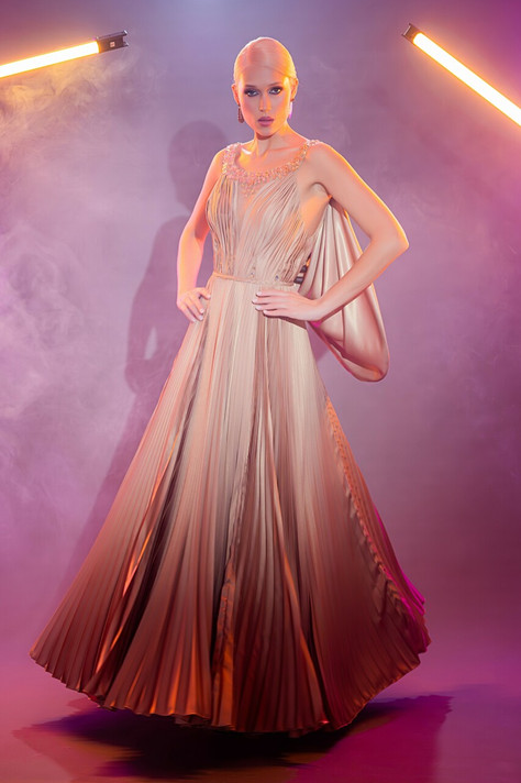 Athena Satin Foil Gown