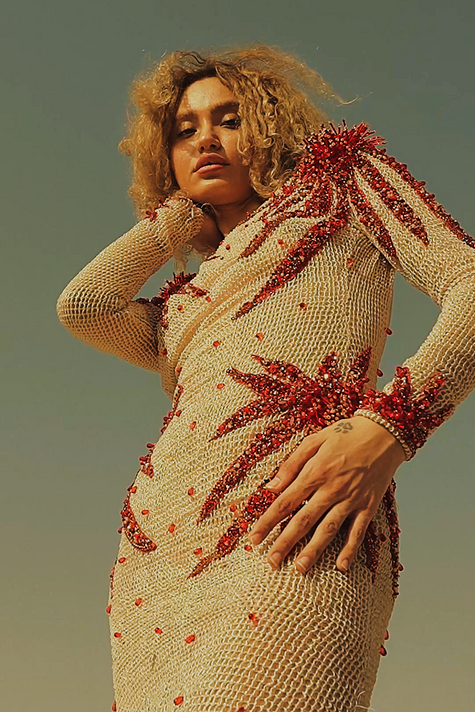 Long Sleeve Beaded  Gown