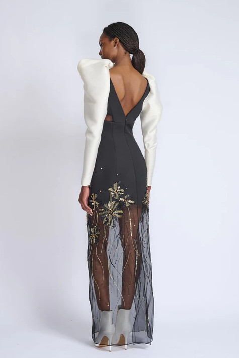 Onyx Cady To Organza Gown