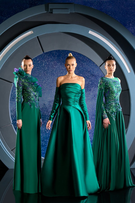 Strapless Mikado Gown With Sleeve Gloves