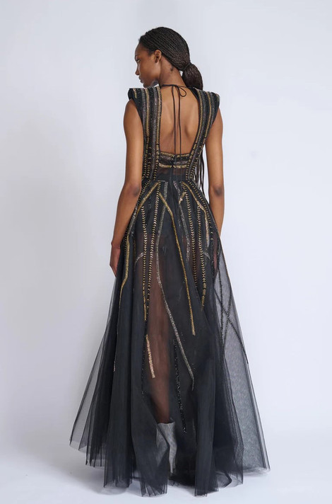 Rayure Crystal Embroidered Tulle Gown