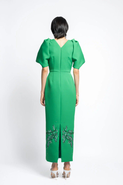 Cady Bay Leaf Sequin Embroidery Cocktail Dress