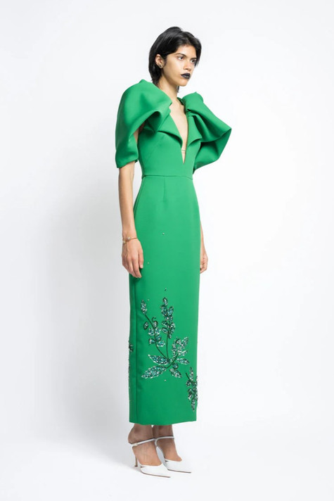 Cady Bay Leaf Sequin Embroidery Cocktail Dress
