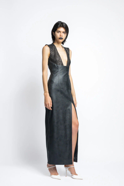 Nailhead Hand Embroidered Sequins Cocktail Dress