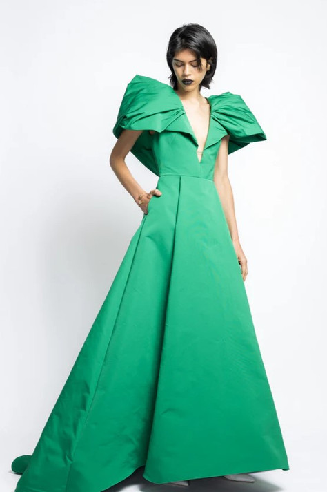 Faille Inverted Pleated Gown