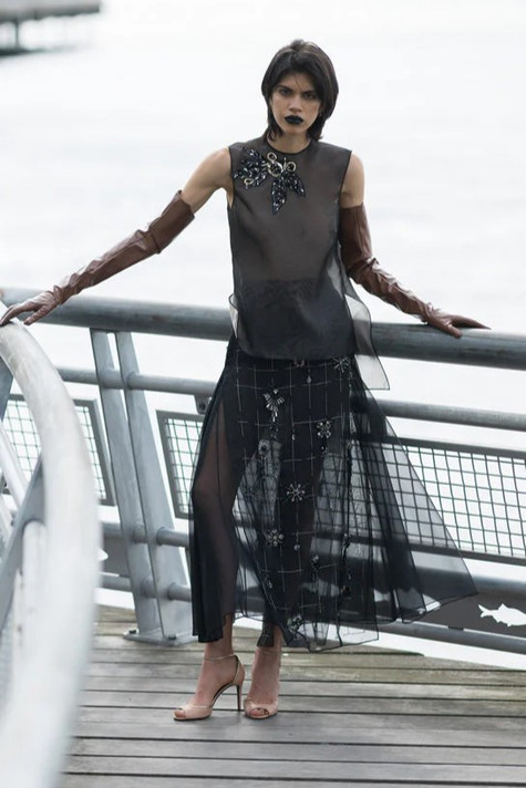 Organza Blouse with Apron Skirt