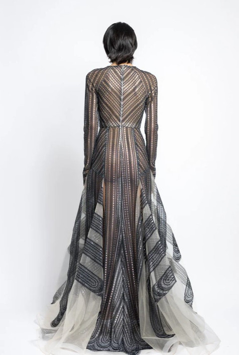 Metallic Lace and Tulle Gown