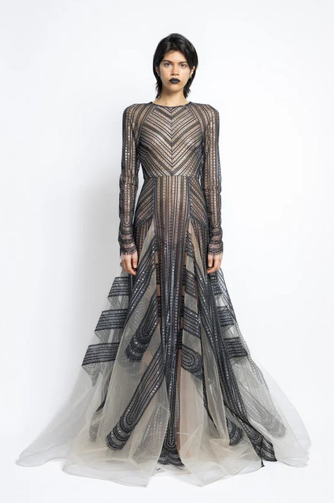 Metallic Lace and Tulle Gown