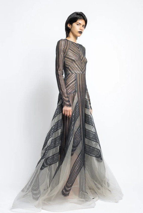 Metallic Lace and Tulle Gown