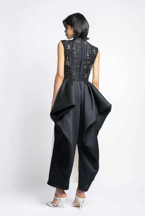 Color Blocked Gazar Cocktail Dress