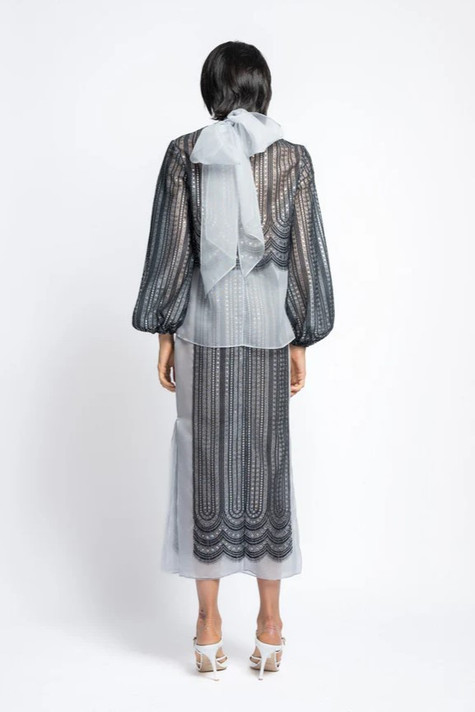 Lace and Organza Blouse with Skirt