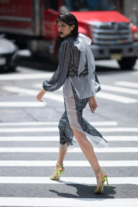 Lace and Organza Blouse with Skirt
