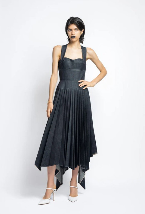 Supima Pleated Denim Dress