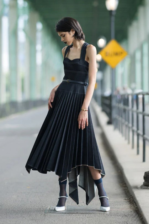 Supima Pleated Denim Dress