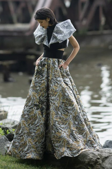 Jacquard and Gazar Top with Ball Skirt