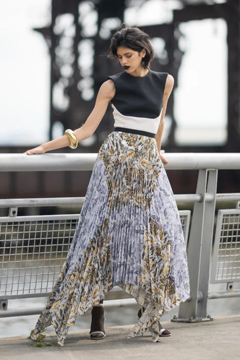 Cady Top with Jacquard Skirt