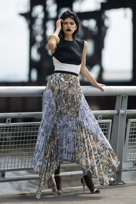 Cady Top with Jacquard Skirt