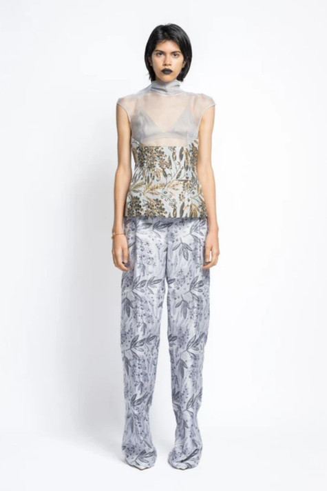 Jacquard Organza Top, Trousers and Jacket
