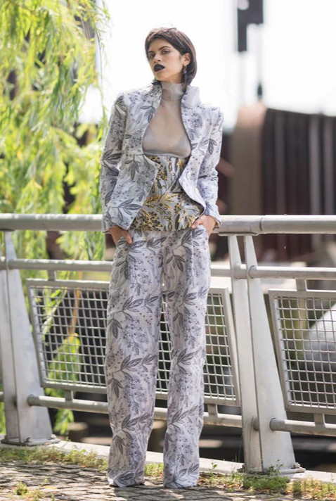 Jacquard Organza Top, Trousers and Jacket